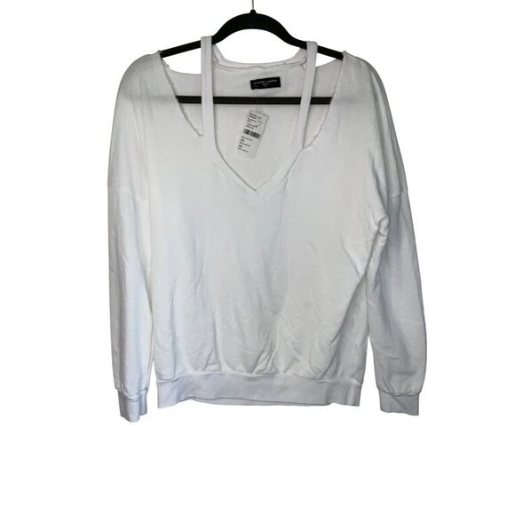 Michael Lauren Swanson V-Neck Top in White Small New Womens Sweatshirt Pullover - Picture 4 of 8